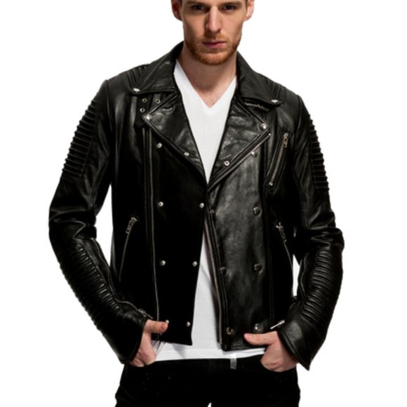 Black Motorcycle Zip Jacket - Picture 1 of 3